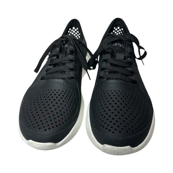Crocs LiteRide Pacer Black Rubber Mesh Lace Up Shoes Sneakers 205234 Size W8 - Picture 4 of 6